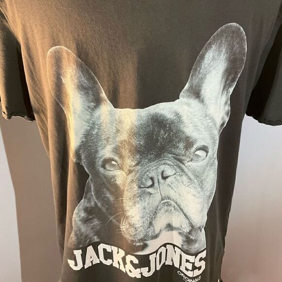 Jack and Jones Distressed Boston Terrier TShirt, Large - Picture 3 of 10